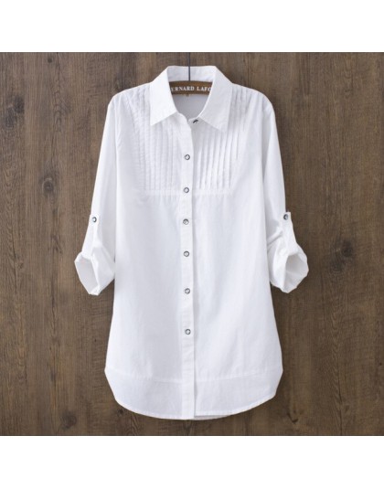 100% bawełna 2019 wiosna lato kobiety biała bluzka z długimi rękawami cienka bawełna w stylu casual, biurowy biały koszule Offic