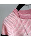 Shintimes Blusas Mujer De Moda 2019 New Vintage bluzki damskie w paski letnia bluzka różowa elastyczność z krótkim rękawem niebi