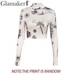 Glamaker renesansu z nadrukiem w stylu vintage krótka bluzka kobiety z długim rękawem moda podstawie smukły krótki tank top do k