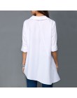 Plus rozmiar kobiety biała koszula topy kolorowy przycisk anomalistyczna damska bluzka z długim rękawem letnia tunika moda kobie