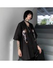 Neploe Harajuku Punk Gothic czarna bluzka topy 2020 kobiet koreańska, z haftem smok koszule w stylu Vintage luźne casualowe w st