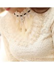 2019 nowa z falbankami perła kobiety bluzka koronkowe białe biurowe koszule damskie z długimi rękawami eleganckie solidne slim s