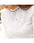 2019 nowa z falbankami perła kobiety bluzka koronkowe białe biurowe koszule damskie z długimi rękawami eleganckie solidne slim s