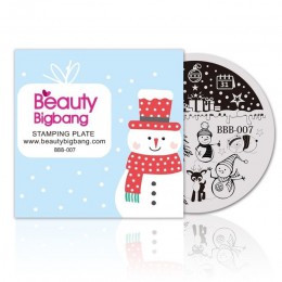 BeautyBigBang 5.6*5.6 Cm okrągła seria bożonarodzeniowa 2 szablon tłoczenia paznokci obraz polski Transfer narzędzia DIY do zdob