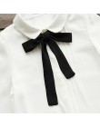 Moda damska eleganckie białe bluzki z muchą szyfonowa koszula na co dzień biurowa, damska topy szkoła Blusas odzież damska nowoś