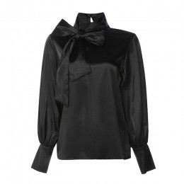 Celmia Plus rozmiar satynowa bluzka kobiety 2020 modny Top elegancki OL muszka szyi latarnia rękaw koszula biurowa Casual Blusas