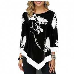 Floral Printed Women Shirt asymetryczna Hem letnia bluzka dla kobiety kwiat koszule z nadrukiem Blusas moda kobieta Camisa koszu