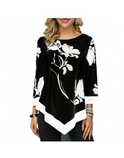 Floral Printed Women Shirt asymetryczna Hem letnia bluzka dla kobiety kwiat koszule z nadrukiem Blusas moda kobieta Camisa koszu