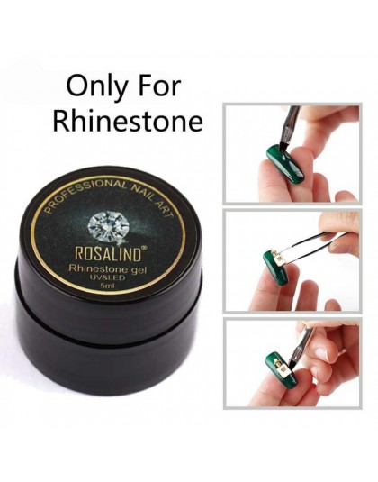 ROSALIND 2 w 1 warstwa wierzchnia klej Rhinestone żel do paznokci 5ml lakier do paznokci wszystko dla wypielęgnowanych hybrydowy