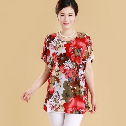 XL-5XL kobiety lato styl codzienne bluzki Flor odzież Plus rozmiar z krótkim rękawem kwiatowy Blusas koszula damska topy rosja 5