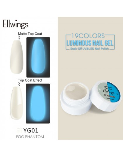 Ellwings Luminous żelowy lakier do paznokci blask w ciemności paznokcie długie, trwałe paznokcie żel żel do zdobienia paznokci u