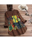 2019 ZANZEA Casual bawełniana bluzka kobiety V Neck tunika na długi rękaw topy jesień nadruk w stylu vintage Patchwork luźne kos