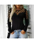 Kobiety popy i bluzki Plus rozmiar odzież damska moda Casual wycięcie pod szyją Hollow-Out Studded Women koszula z długim rękawe