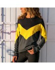 NIBESSER 2020 damski sweter sweter Patchwork z długim rękawem damski casualowy luźny Top Tee Shirt seksowny dekolt koszula damsk