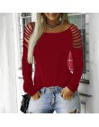Kobiety popy i bluzki Plus rozmiar odzież damska moda Casual wycięcie pod szyją Hollow-Out Studded Women koszula z długim rękawe