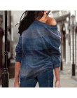 Bluzki damskie Off Shoulder topy w paski nadrukowany sweter bluzy z dzianiny w stylu casual bluzki z długim rękawem bluzka Camis