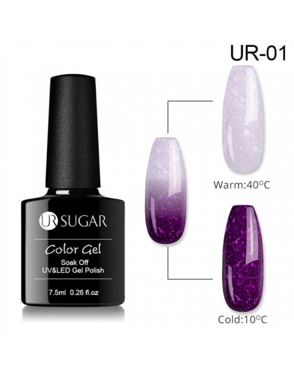 UR SUGAR 7.5ml termiczny żel UV z brokatem płatek śniegu żel zmieniający kolor lakier do paznokci lakier do paznokci UV LED laki