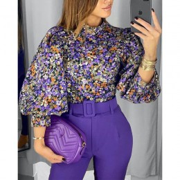 2020 nowych moda w stylu Vintage kobiety bluzka kwiatowy Top z rękawem typu lampion