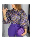 2020 nowych moda w stylu Vintage kobiety bluzka kwiatowy Top z rękawem typu lampion