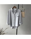 Wysokiej jakości dorywczo szyfonowa biała bluzka damska koszula ponadgabarytowych rękaw 3/4 luźna koszula ubranie biurowe casua 