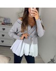 Kobiety jesień patchworkowy w stylu Casual bluzka koszule elegancki Sexy off ramię z długim rękawem wzburzyć sweter zimowy Mujer