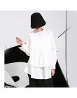 [EAM] kobiety podwójna warstwa Hem bawełna duży rozmiar bluzka nowy stojak CollarLong rękawem luźna koszula moda wiosna jesień 2
