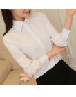 BIBOYAMALL bluzki damskie kobiety bluzki z długim rękawem Casual szyfonowa bluzka damska odzież robocza biały/różowy koszule do 