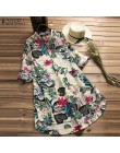 Koszula plus size Vestidos kobiety kwiecista bluzka ZANZEA 2020 kobiet na co dzień przycisk koszule vintage, w kwiaty Blusas kos
