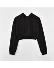 Solidna szara Crop Top z kapturem damska bluza Batwing z długim rękawem zasznurować kobiety bluzy Sexy 2020 moda jesień ubrania 