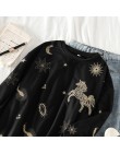 Mooirue 2019 jesień zwierząt haftowana bluza luźna Harajuku Streetwear Casual z długim rękawem O Neck swetry topy w koreańskim s