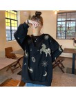 Mooirue 2019 jesień zwierząt haftowana bluza luźna Harajuku Streetwear Casual z długim rękawem O Neck swetry topy w koreańskim s