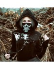 InstaHot Gothic Punk bluzy z kapturem damskie czarne z nadrukiem szkieletu maska z długim rękawem krótkie bluzki 2019 modna kosz