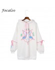 Focal20 Harajuku nadruk z pentagramem zasznurować kobiety bluzy z polaru Gothic Punk Oversize aksamitna bluza z kapturem sweter 