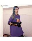 Lychee Vintage fałszywe 2 kawałki postaci list kobiet bluza hit kolorowy O-Neck z długim rękawem jesień Casual luźne damskie swe