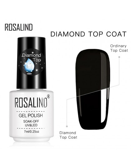 ROSALIND żel polski diament warstwa wierzchnia lampa UV żel Soak Off wzmocnienia 7ml długotrwały lakier do paznokci artystyczny 