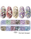 1 Box paznokci syrenka Glitter płatki świecący 3D sześciokąt kolorowe cekiny Spangles polski Manicure dekoracje do zdobienia paz