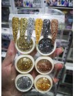 6 słoiki/zestaw Mermaid 3D Glitter płatki do paznokci sześciokątne kolorowe cekiny lakier żelowy uv świecący proszek pył DIY uro
