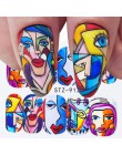 1 sztuk paznokci naklejki abstrakcyjna linia obrazu suwaki wody kolorowe twarzy Nail Art Transfer naklejka Manicure Wrap dekorac