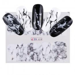 1 sztuk paznokci naklejka artystyczna biały czarny Gradient marmuru zima DIY suwaki transferu wody do Manicure dekoracje narzędz