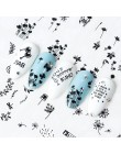 12 sztuk liście paznokci woda kalkomanie transferowe suwaki naklejki na paznokcie sztuka czarne litery wzory folie dekoracje TRA