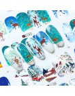 12 sztuk świąteczne naklejki do paznokci święty mikołaj ełk Snowman woda Transfer naklejka Xmas Cartoon zima nowy rok narzędzie 