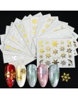 16 sztuk/zestaw złoto srebrne płatki śniegu naklejki do paznokci naklejki wodne świąteczne dekoracje artystyczne do paznokci 3D 
