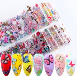 10 sztuk motyl naklejki z kwiatami na paznokcie folia kolorowe polski samoprzylepna naklejka kalkomanie do paznokci folia projek