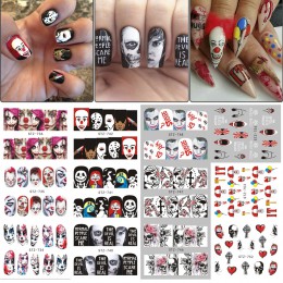 25 sztuk Halloween wzory naklejki transferu wody czaszka głowy wampir wzrosła paznokci naklejki ozdobne Nail Art DIY dekoracje T