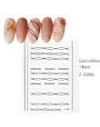 1 sztuk złota + czarny + biały suwaki 3D paznokci naklejki prosto zakrzywione wkładki taśma w paskach okłady geometryczne paznok