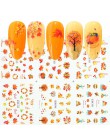 12 sztuk złoty liść naklejki na paznokcie jesień klon kalki wodne na paznokcie zestaw folie dekoracje wzory kwiaty Manicure TRBN