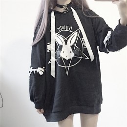Paris dziewczyna Harajuku druku zasznurować kobiety podszewki polarowe bluzy Gothic Punk Oversize aksamitna bluza z kapturem swe