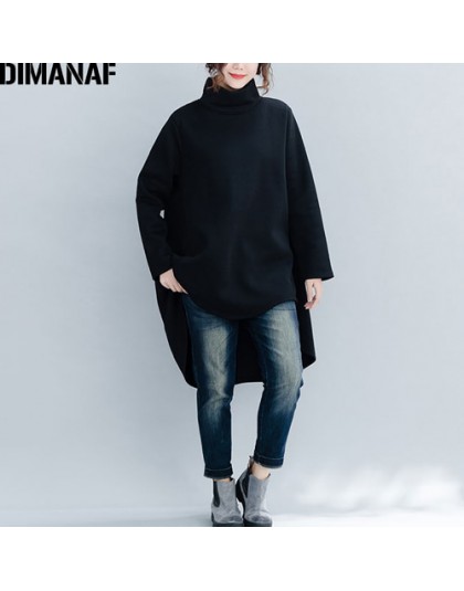 DIMANAF Plus Size kobiety swetry zimowe ciepłe bluzy z dzianiny bawełniane zagęścić góry kobiet golfem luźne ubrania 2019