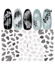 1 sztuk czarny 3D naklejki do paznokci naklejki samoprzylepne list kwiaty liść geometria wzory suwaki manicure z efektem tatuażu