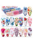 16 sztuk kwiat paznokci naklejka foliowa polski kalkomanie transferowe zestawy mieszane kwiatowy kolorowy suwak klej okłady DIY 